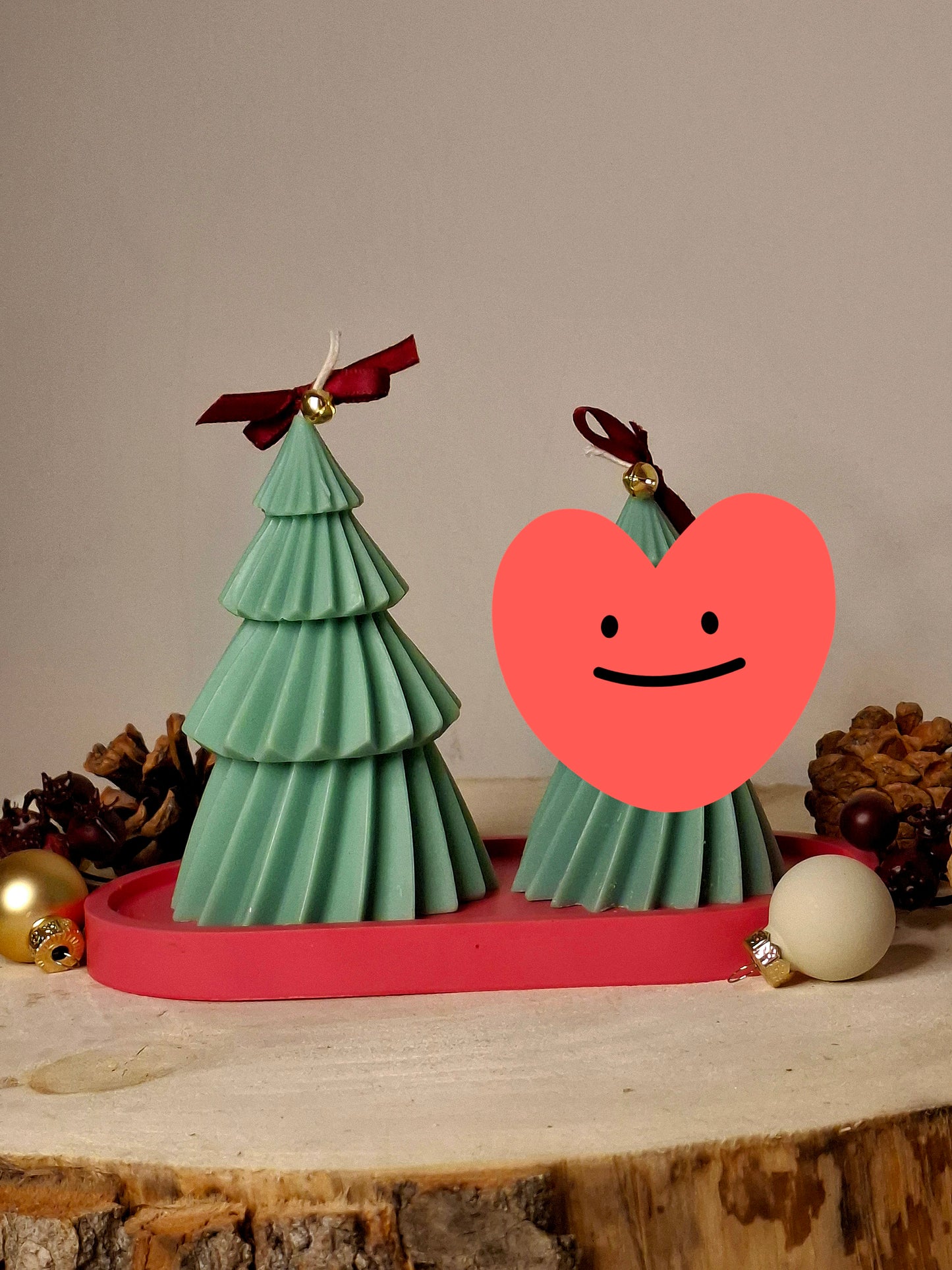 'Christmas tree' green & red kaars S|M