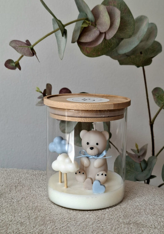 Oh Baby Kaars Blauw | Ecologische Sojawas Kaars voor Babyshower & Kraamcadeau