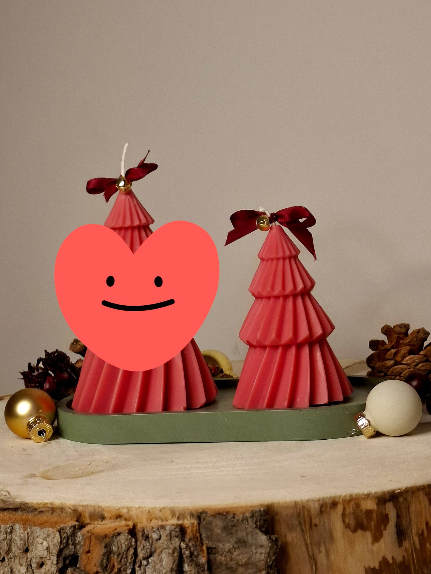 'Christmas tree' green & red kaars S|M