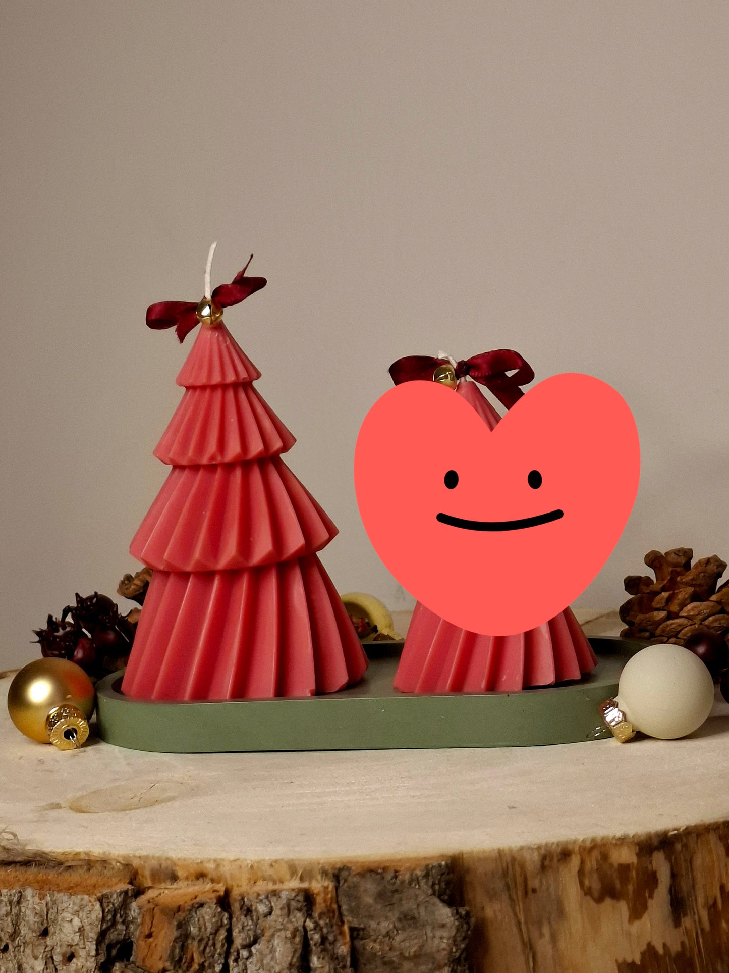 'Christmas tree' green & red kaars S|M