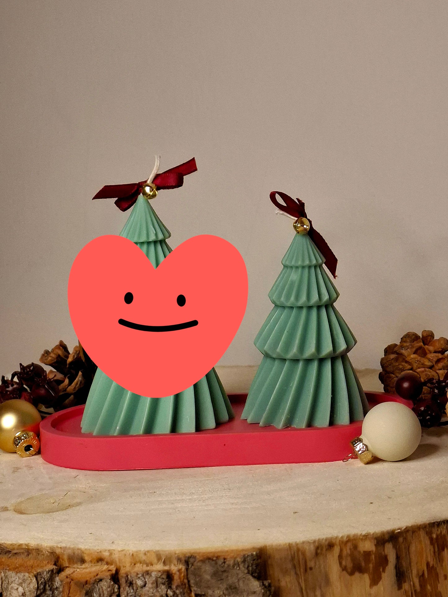 'Christmas tree' green & red kaars S|M