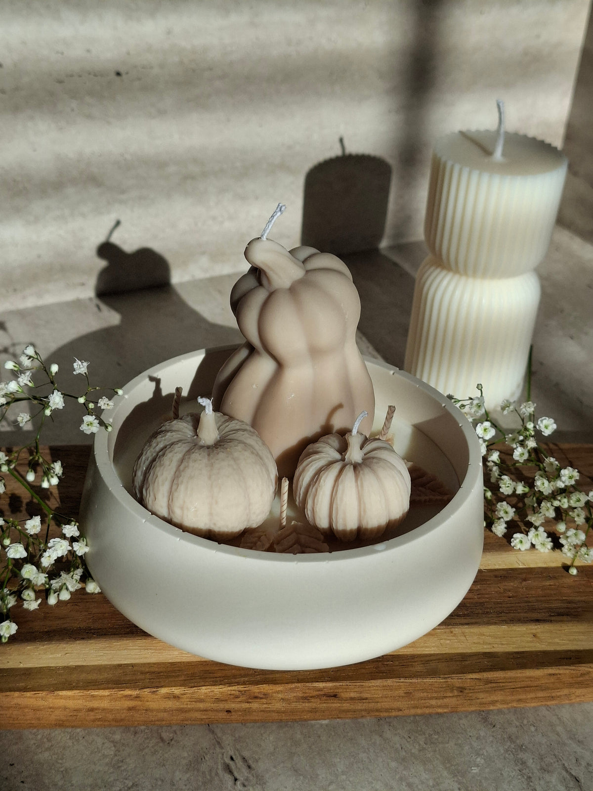 'Pompoenpoëzie' beige kaars