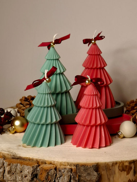 'Christmas tree' green & red kaars S|M
