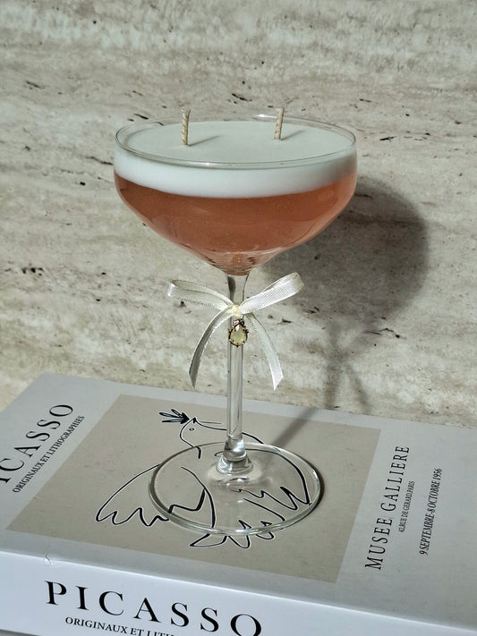 Roze Cocktailkaars met Glitters & Strik | Cadeau & Decoratie