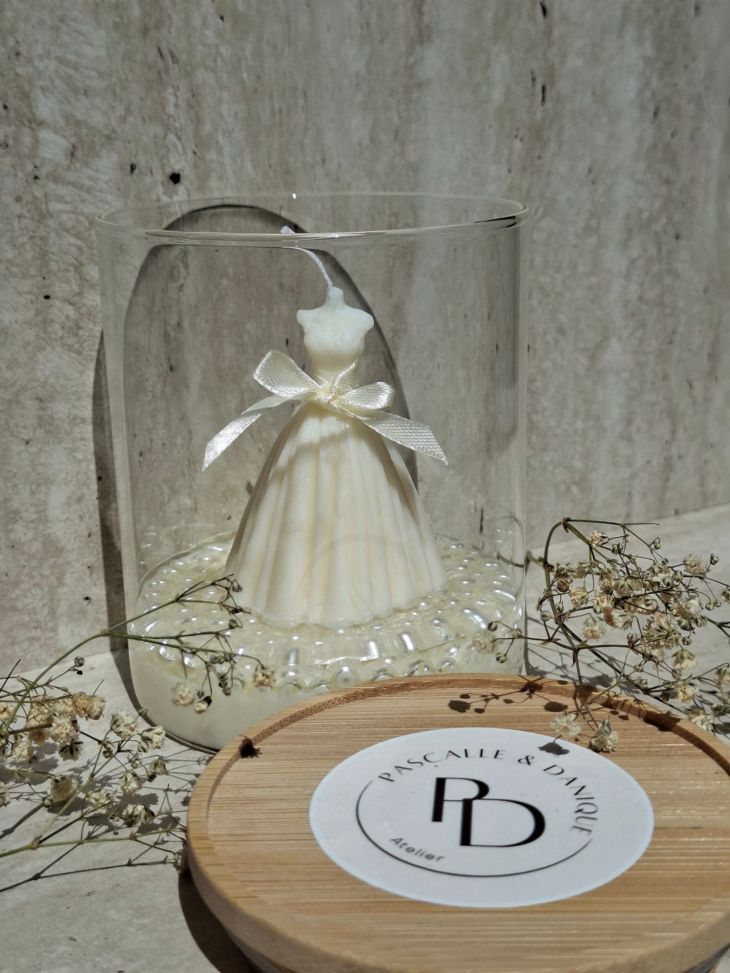 Bruidsjurk kaars in glas | Handgemaakte sojawas kaars voor bruiloft & cadeau