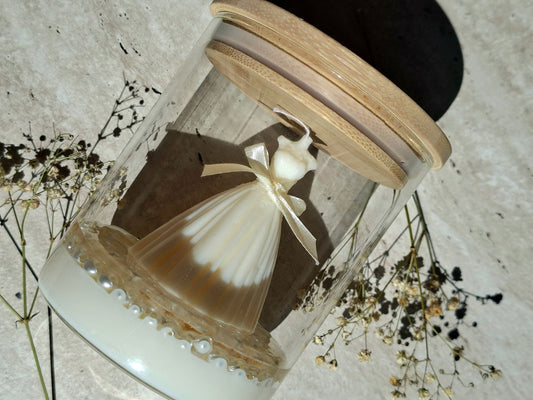 Bruidsjurk kaars in glas | Handgemaakte sojawas kaars voor bruiloft & cadeau