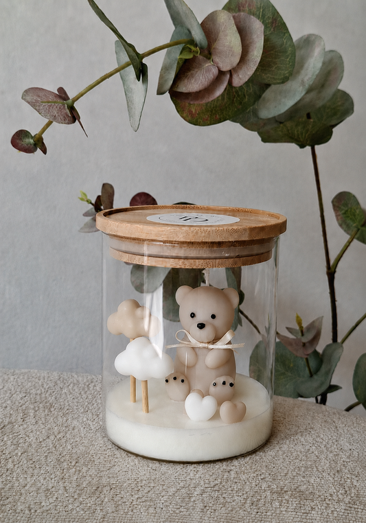 Oh Baby Kaars Beige | Ecologische Sojawas Kaars voor Babyshower & Kraamcadeau
